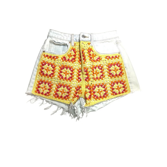 wild fable Pants - Wild Fable Womens Festival Shorts High Waist Crochet Jean Short Size 00